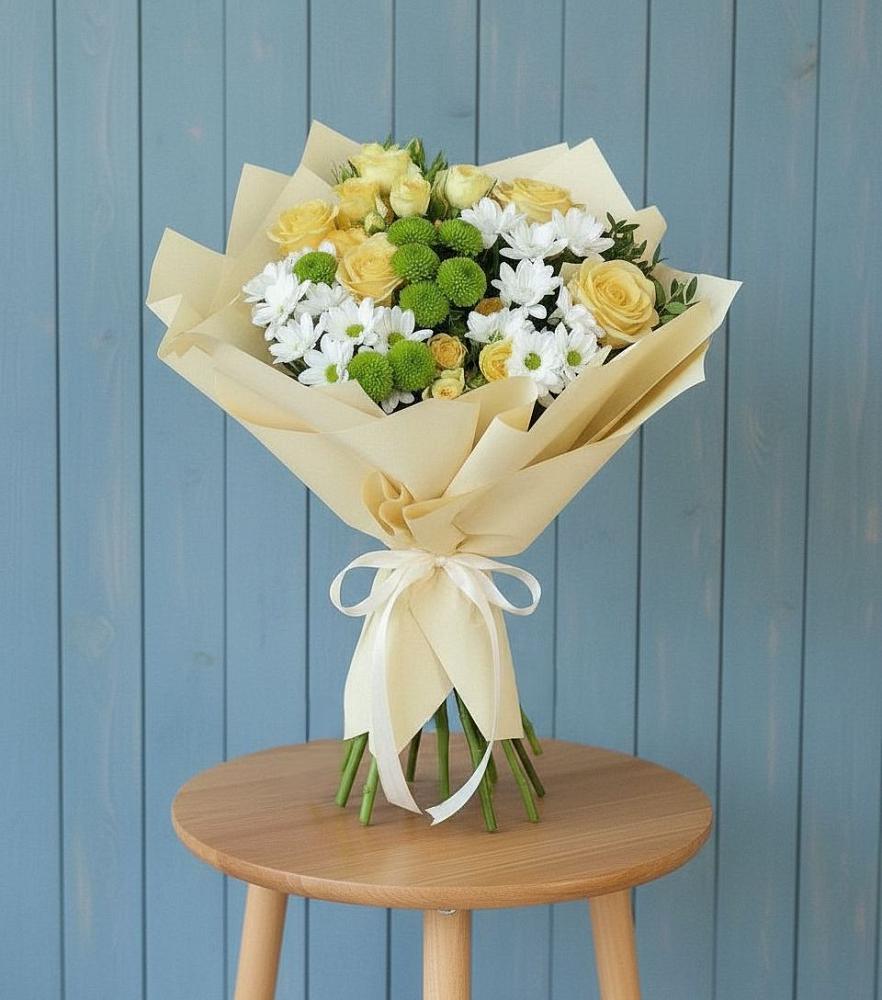 Букет цветов из: Хризантемы и Розы в Ленинский Тульская область