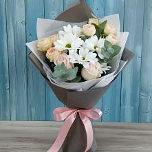Букет цветов из:  Хризантемы и Розы в Ленинский Тульская область