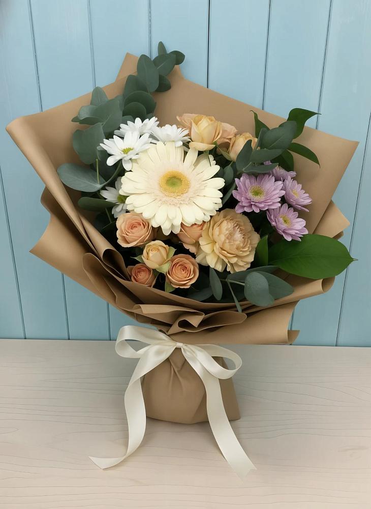 Букет цветов из: Герберы и Хризантемы в Ленинский Тульская область