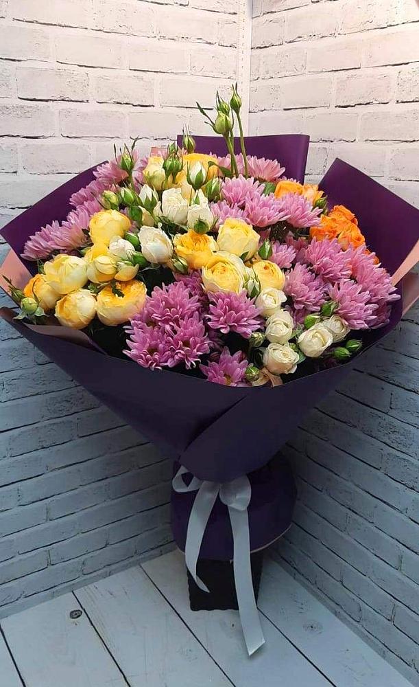 Букет цветов из: Хризантемы и Розы в Ленинский Тульская область