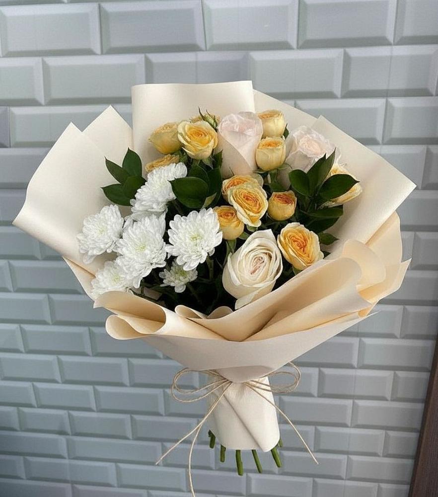 Букет цветов из: Розы и Хризантемы в Ленинский Тульская область