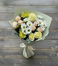 Букет цветов из:  Альстромерии, Розы и Хризантемы в Ленинский Тульская область